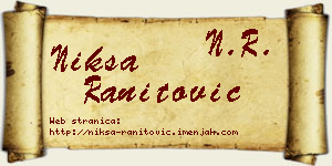 Nikša Ranitović vizit kartica